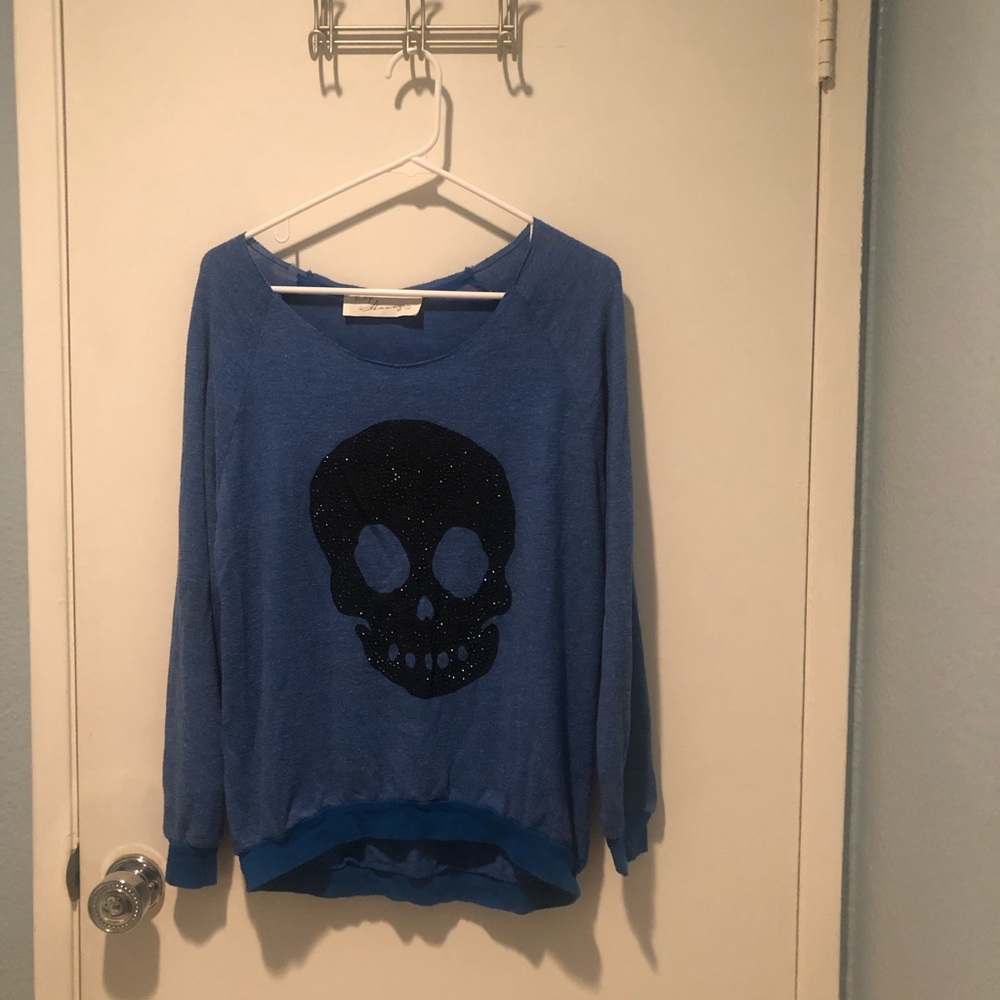 Vintage Havana Skull Blue Sweater Size Medium
